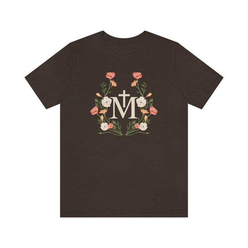 Catholic Tshirt, Catholic Tee, Catholic Gift, Catholic Womens shirt, Catholic shirt, Marian Shirt, Mary Shirt Brown