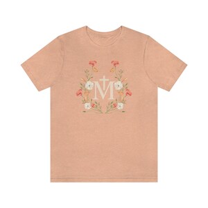 Catholic Tshirt, Catholic Tee, Catholic Gift, Catholic Womens shirt, Catholic shirt, Marian Shirt, Mary Shirt Heather Peach