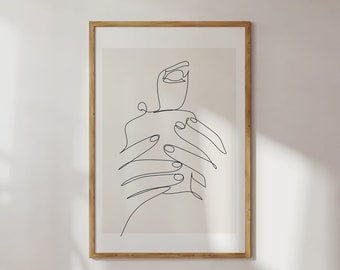 Coffee Lover Line Art | coffee minimalist art print, tea lover wall art, breakfast nook decor, black and white line art