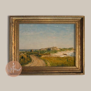 Impresión vintage de una isla costera / Pintura junto al mar en la costa este / Arte mural de un día en la playa de Cape Cod DESCARGA DIGITAL