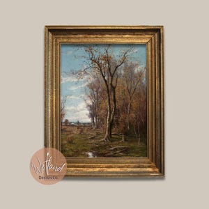 Vintage Crisp Countryside Fall Day Print | Trees Losing Leaves in Autumn | Fall Forest Fine Wall Art DIGITAL DOWNLOAD