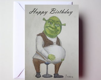 Pregnant Shrek Drawing Birthday Card