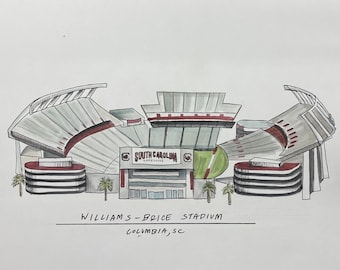 Williams Brice Stadium Watercolor University of South Carolina Painting