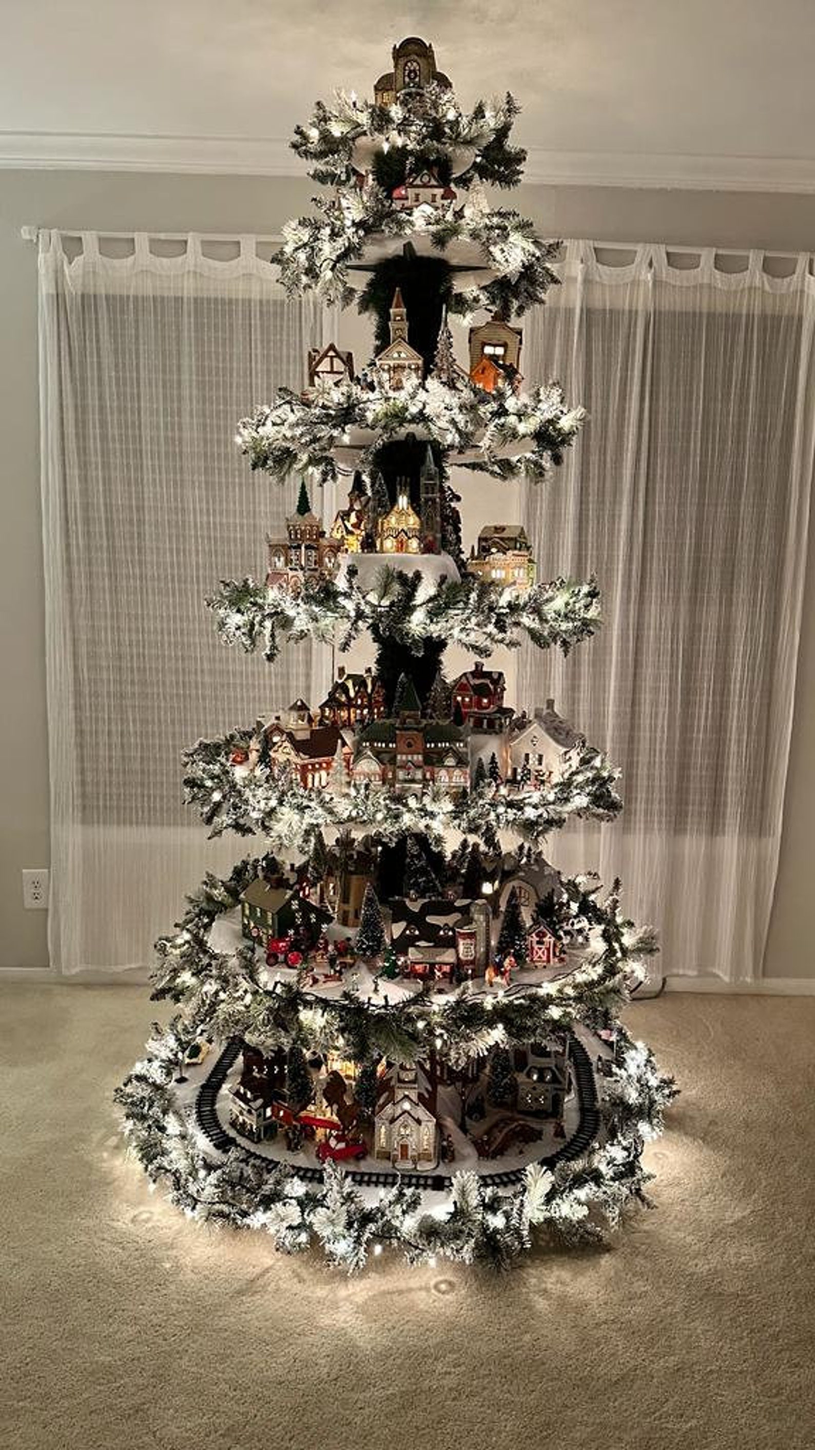 Christmas Village Tree DIY Plan, Instruction, Christmas Village Display