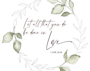 Modern Christian Art, Bible Verse Wall Art, Minimalist Decor, 1 COR 16:14