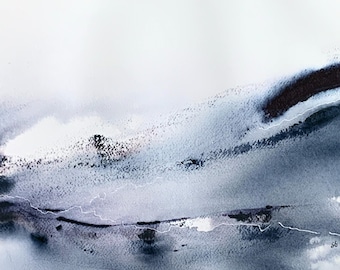Abstract Watercolor Landscape Art Digital Download: Minimalist Home Decor