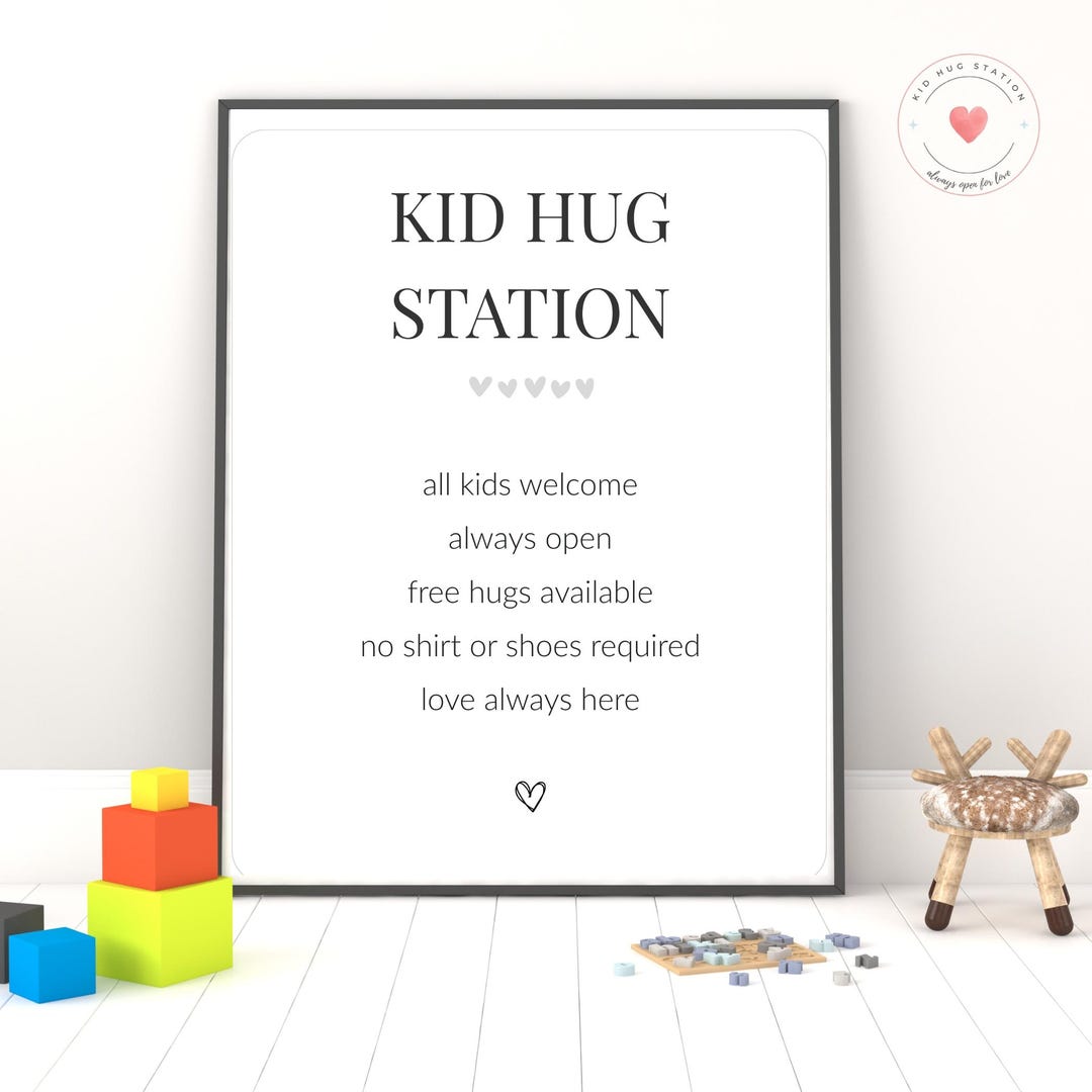Kid Hug Station Sign – Printable Wall Art Set (pastel, Primary, Gray ...