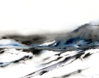 Abstract Watercolor Landscape Art Print: Minimalist Living Room Decor (Digital Download)