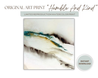 Abstract Watercolor Landscape, Minimalist Wall Art, Abstract Limited Edition Print for Living Room, Digital Download, Humble And Kind