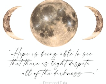 Desmond Tutu Moon Art Print with Quote | Digital Download | Inspirational Home Decor