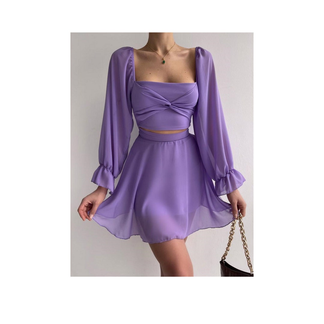Lilac Minimalist Dress, Lilac Evening Dress, Corset Chiffon Dress for Women. - Etsy