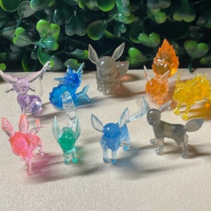 Eeveelution Crystal Color Figure| Eevee, Vaporeon, Jolteon, Flareon, Glaceon, Leafeon, Umbreon, Espeon, Sylveon|Free Shipping over 35 dollar