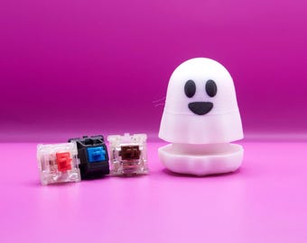 Ghost Fidget Clicker Toy | Hot-Swappable Switch, Stress Relief, ASMR, ADHD | Halloween Desk Toy, 3D Printed Keychain, Custom Colors | Spooky