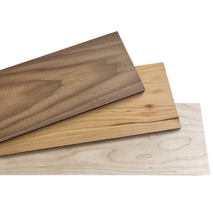Walnut Cherry Maple Hardwood Thins, Craft Project Ready Wood board DIY plank Laser CNC Engrave Glowforge, Trotec scroll sawing