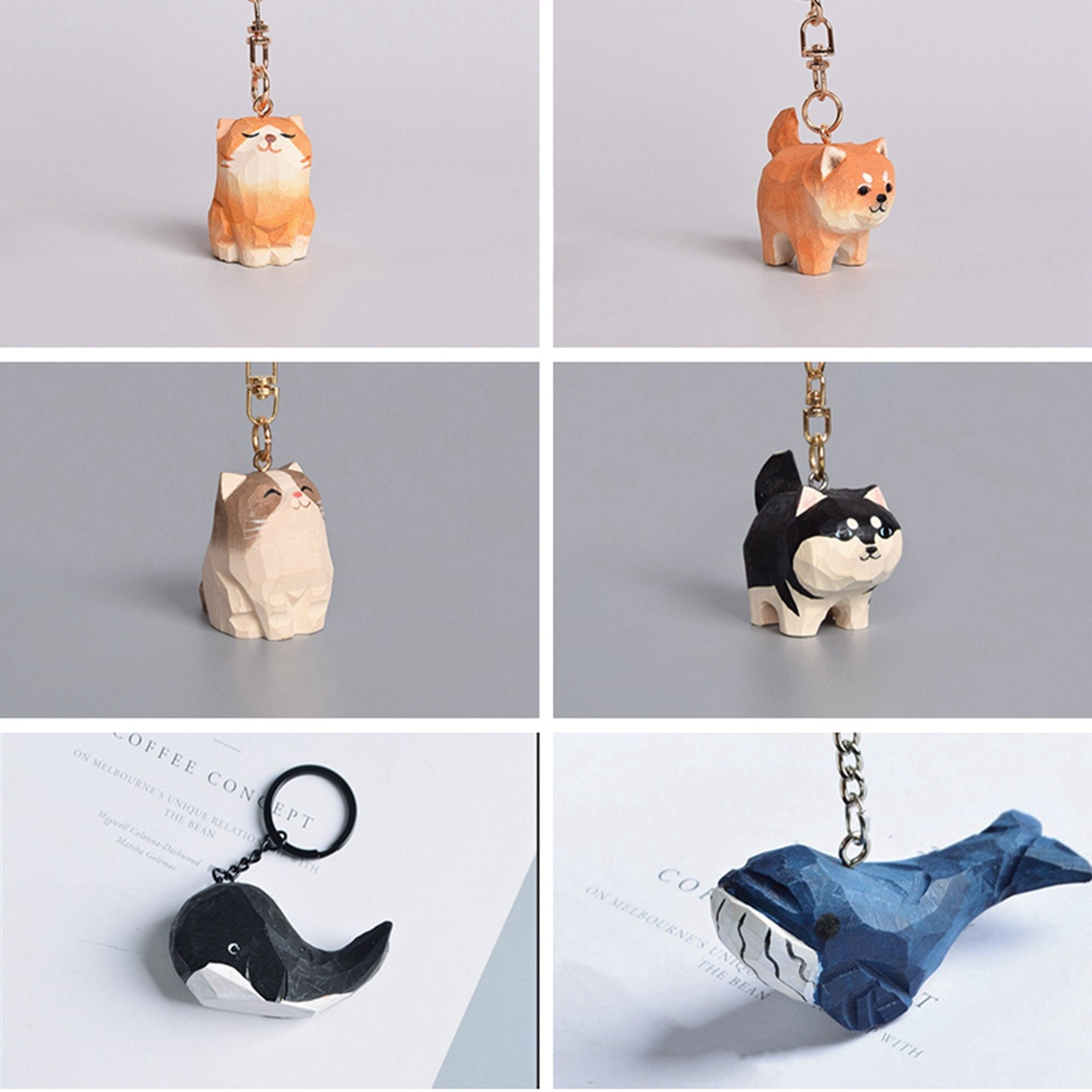 Cat keyrings / Domestic house cat charms. Kitten collar charms & keychains.  black, ginger, white.. — Sketched by Ste