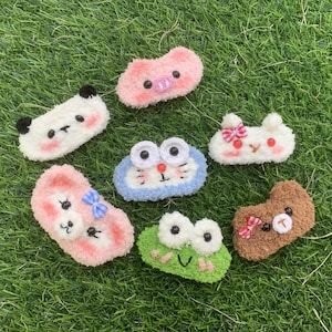 Cute crochet handmade fluffy crochet hair clips, Animal Dinosaur Crochet  hair clip, Plush bunny, Cute toddler/women hair accessories, gifts