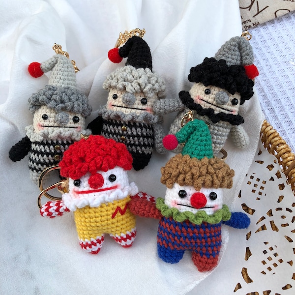 Porte-clés en crochet de clown, porte-clés de clown mignon, cadeaux amusants, cadeaux mignons, cadeaux de clown, cadeau fait à la main