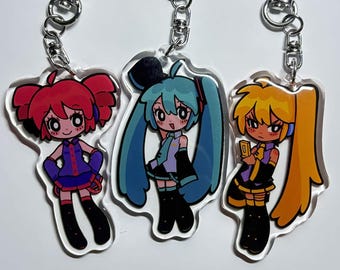 Triple Baka Vocaloid Keychains Miku, Teto and Neru
