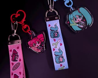 Miku And Teto Lanyard keychains