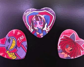 Digital Circus. Pomni, Jax, Ragatha Heart Buttons
