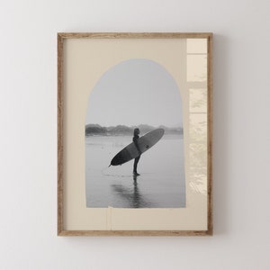 Surf Girl Wall Art Printable – Vintage Surfing Poster – Coastal Boho Digital Download