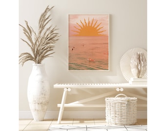 Surf Wall Art Printable – Vintage Surf Poster – Coastal Boho Sun Digital Download