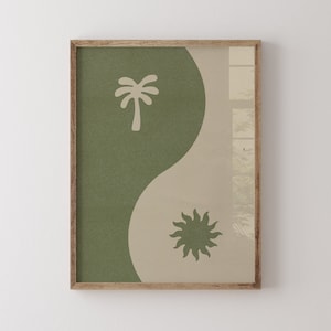 Palm And Sun Yin Yang Print Boho Wall Decor Housewarming Gift INSTANT DOWNLOAD