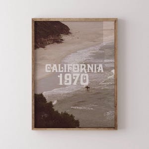California Surf Wall Art Print - Vintage 1970 Coastal Poster - Retro Beach House Printed Decor