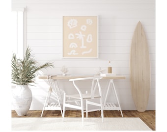 Minimalist Coastal Wall Art Printable – Boho Beach Line Art – Neutral Ocean Decor INSTANT DOWNLOAD
