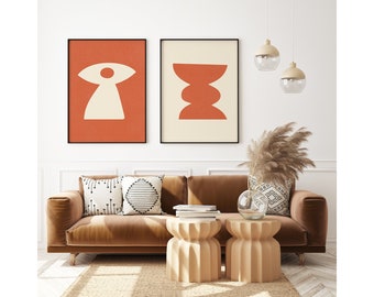 Minimalist Terracotta Abstract Art Print Set of 2 (Digital Download)