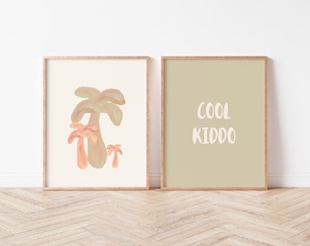 Sage Green Nursery Prints: Boho Kids Wall Art (Digital Download)