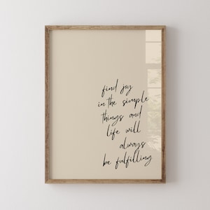 Find Joy In The Simple Things Quote Print Positive quotes Inspirational Quote Minimalist Print Printable Wall Art INSTANT DOWNLOAD