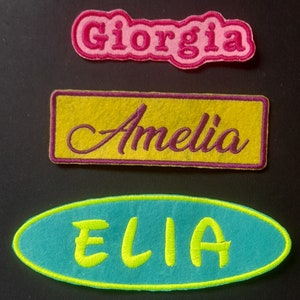 EMBROIDERED NAME / Personalized patch to sew or iron-on / Patch with name in different colors and sizes / Embroidered fabric application image 1