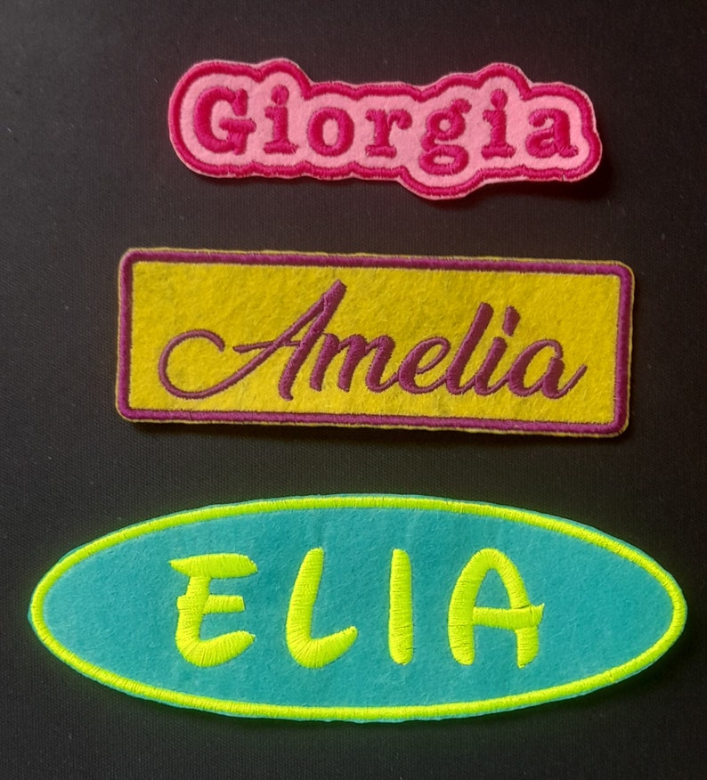 EMBROIDERED NAME / Personalized patch to sew or iron-on / Patch with name in different colors and sizes / Embroidered fabric application image 1
