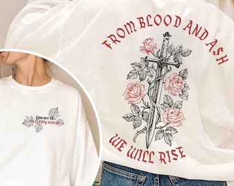 From Blood and Ash We Will Rise Sweatshirt, Jennifer L Poppy Hawke Prince Casteel, iss willa colyns book club Shirt, Book Quote crewneck