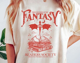 Fantasy Readers Society Shirt Bookish Shirt for Romance Readers Vintage Reading Shirt for Women Gift for Book Lovers Bookish Gift
