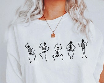 Dancing Skeleton Sweatshirt Hoodie T Shirt, Party Halloween Creepy Shirt, Spooky Season Shirt, Creep It Real Shirt, Gift For Halloween