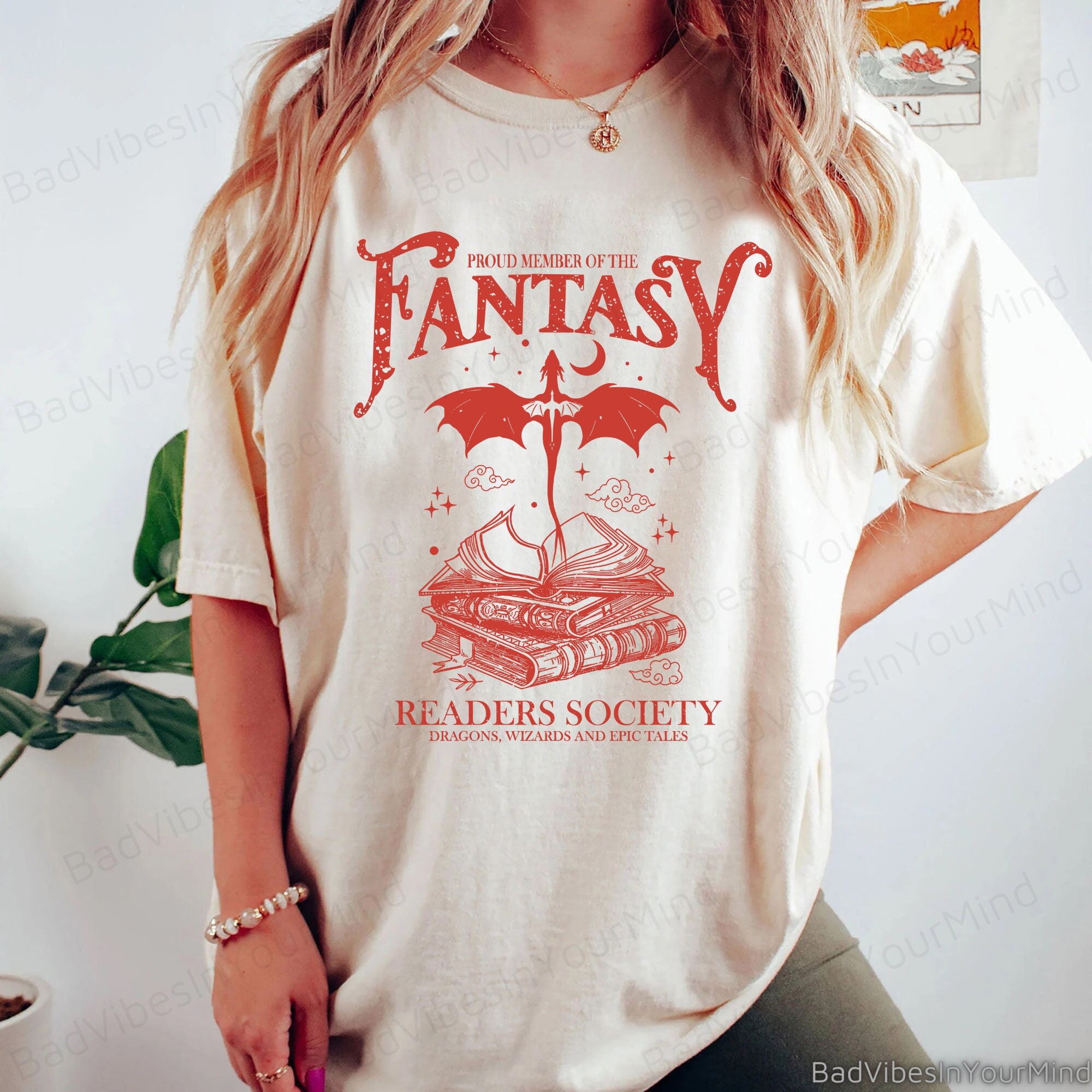 Fantasy Readers Society Shirt Bookish Shirt for Romance Readers Vintage Reading Shirt for Women Gift for Book Lovers Bookish Gift