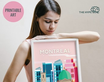 Vintage Montreal Cityscape Travel Print (Digital Download)