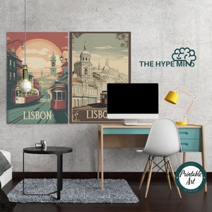 Lisbon Travel Posters, Lisbon 3 Travel Wall Art,Travel Print Portugal,Lisbon Vintage Decor,Portugal Printable Art,Retro Poster,Set of 3 Arts