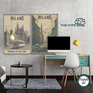 Milano Travel Posters, Milano 3 Travel Wall Art,Travel Print Milano,Milano Vintage Decor,Italy Printable Art, Retro Poster,Set of 3 Arts