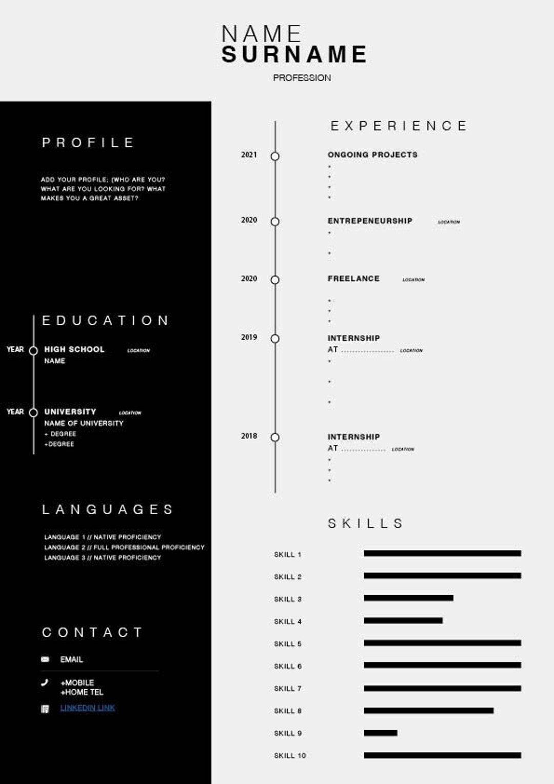 Professional, Creative and Modern CV Template - Etsy