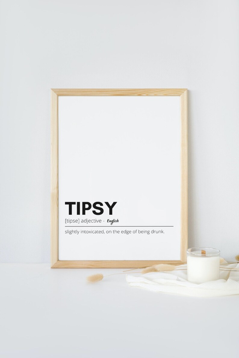 Tipsy Definition Wall Print Printable Wall Art Bar Decor for Etsy