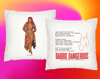 Barbie Dangerous, Taie d'oreiller carrée en imitation daim, Oreiller Nicki Minaj, Paroles de Nicki Minaj