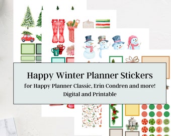 Autocollants de planificateur d'hiver heureux - Autocollants de planificateur numérique - Autocollants de planificateur imprimables - Pour HP Classic, EC, GoodNotes et plus !!!