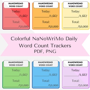 Colorful NaNoWriMo Daily Word Count Trackers