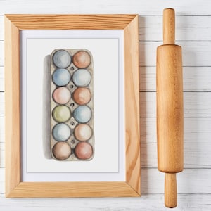 Ein Dutzend Eier Aquarell Malerei, druckbare Wandkunst, DIGITAL DOWNLOAD, Digitaldrucke, Huhn Kunst, Gehöft Kunstwerk, Bauernhof Küche Dekor