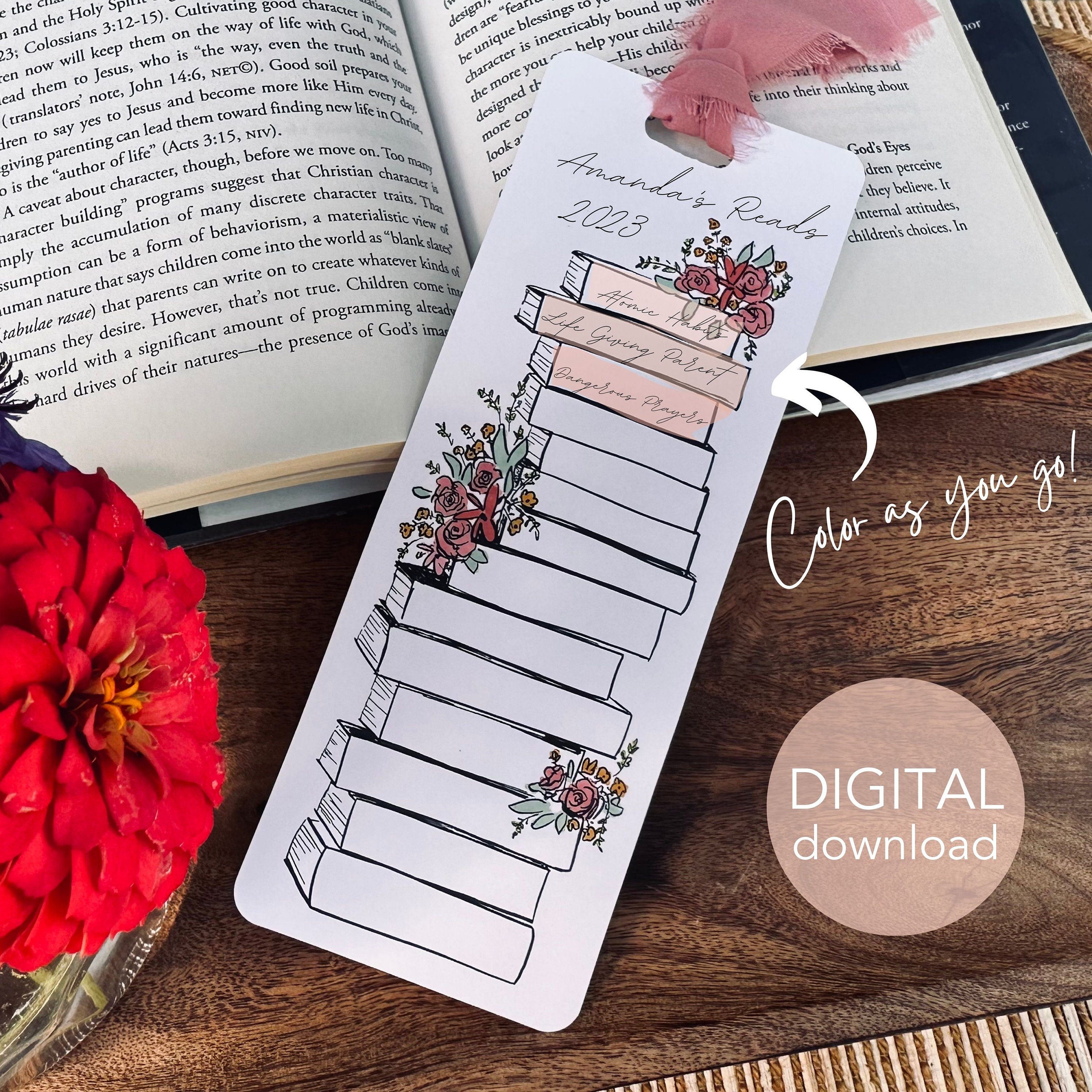 Coloring Bookmarks Printable | Reading Log, Book Tracker (digital ...