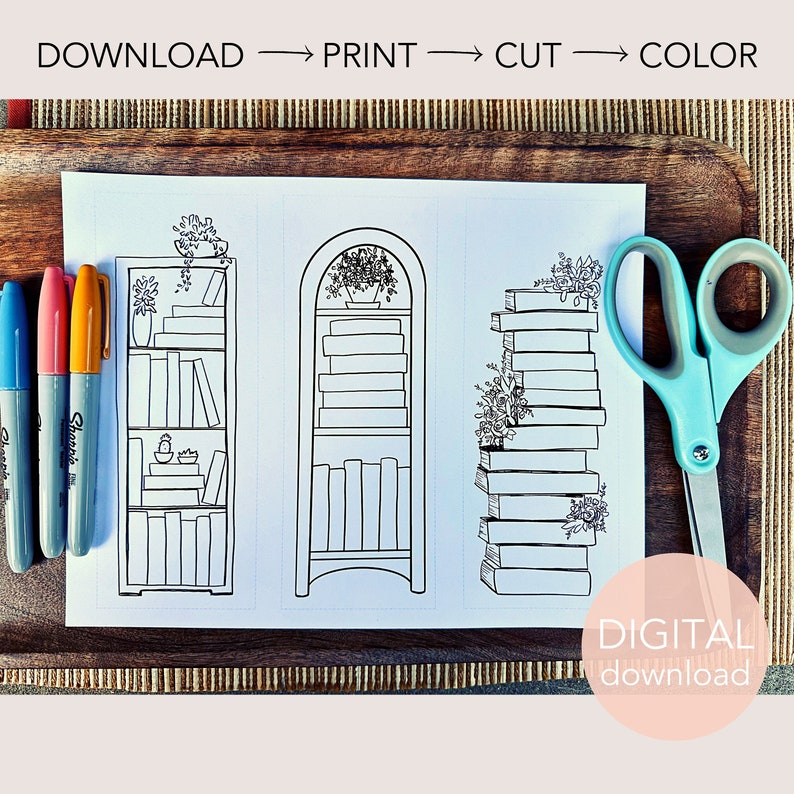Coloring Bookmarks Printable | Reading Log, Book Tracker (digital ...