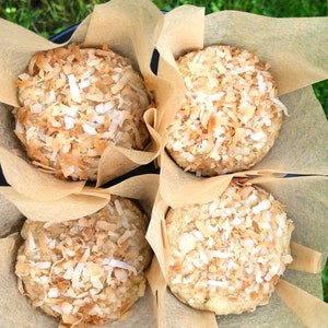 Receta de muffins de coco y cítricos súper HÚMEDOS Vegana y sin gluten Rápido y FÁCIL para el brunch Venta de pasteles Café Panadería Sin lácteos Sin huevo